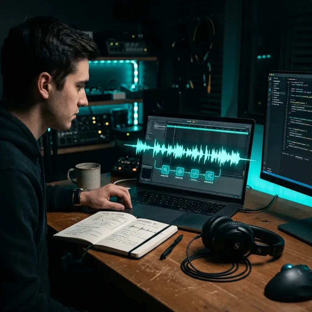 Producer preparing remix competition entry with extracted acapella