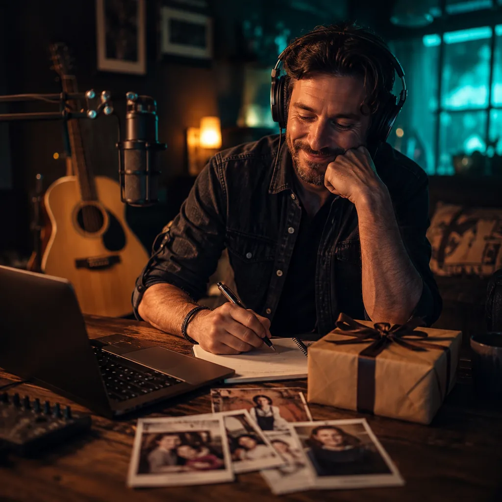 Person making a personalized country gift song from family memories