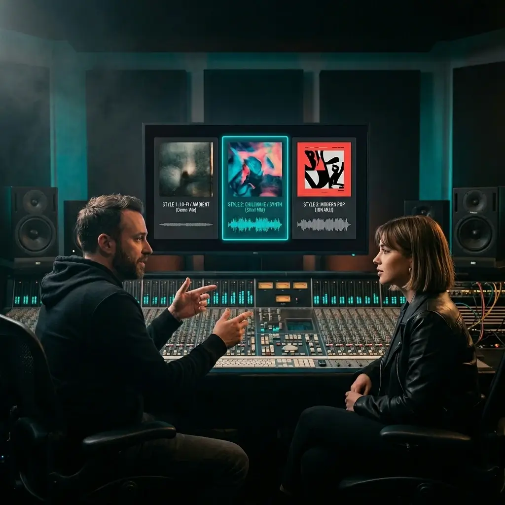 Producer delivering custom AI cover to client
