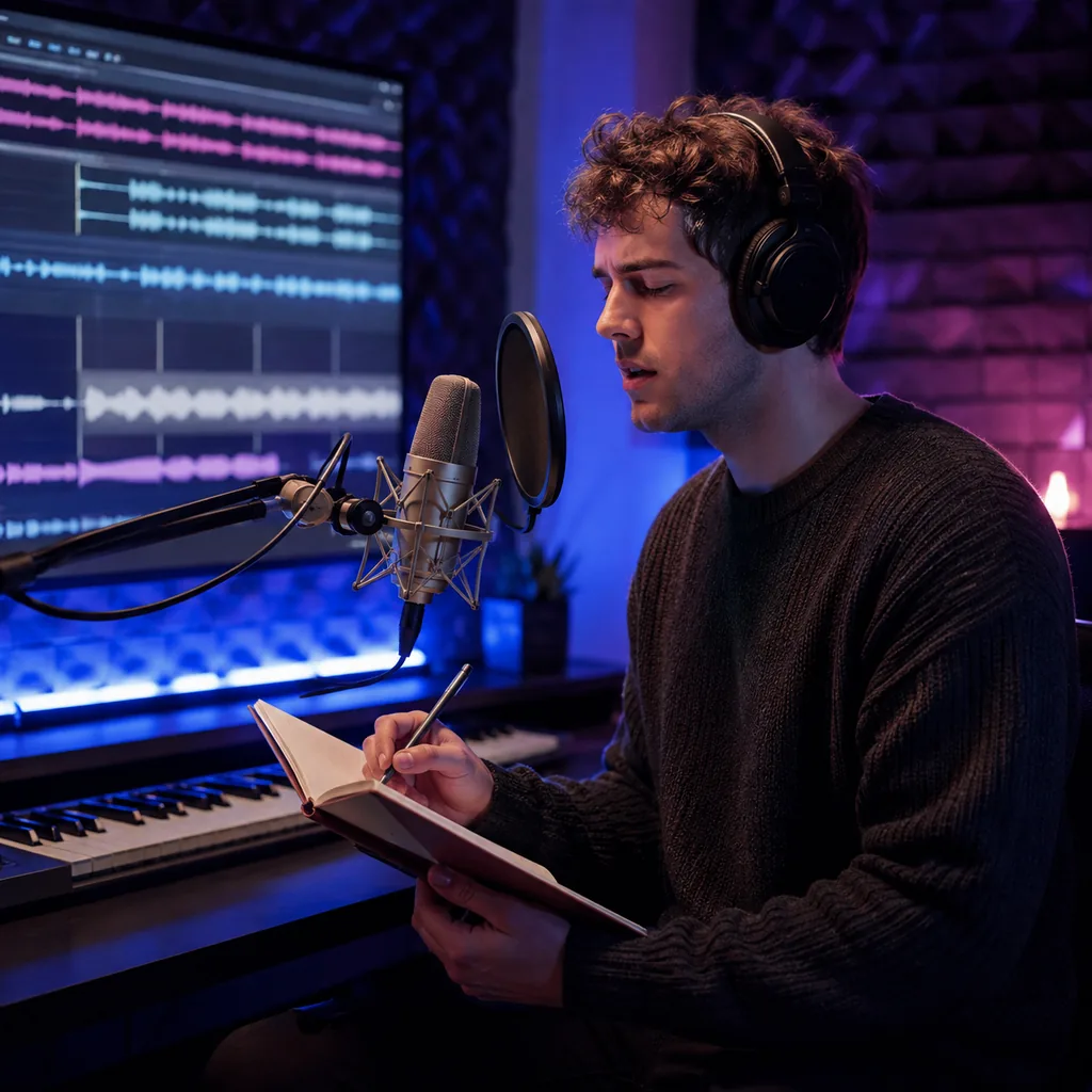 Singer-songwriter writing a topline over an EDM instrumental