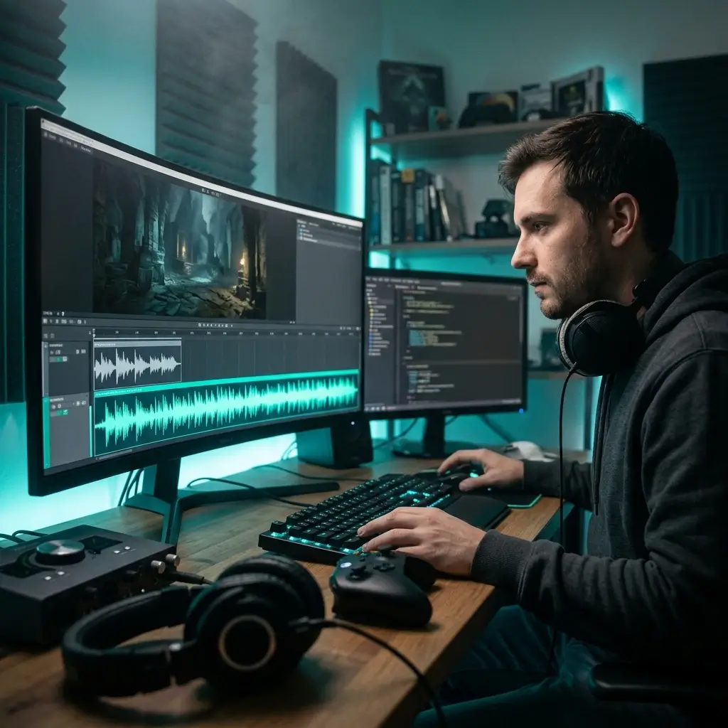 Game developer extending ambient music for a game level