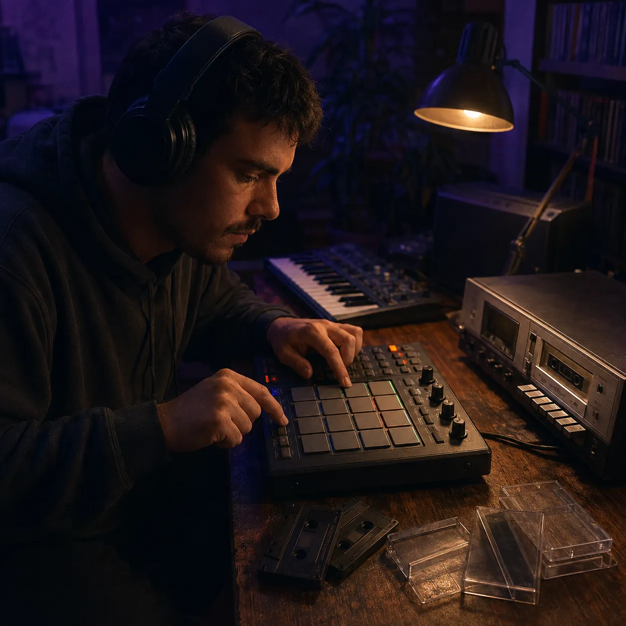 Producer sketching a raw Memphis-influenced phonk beat