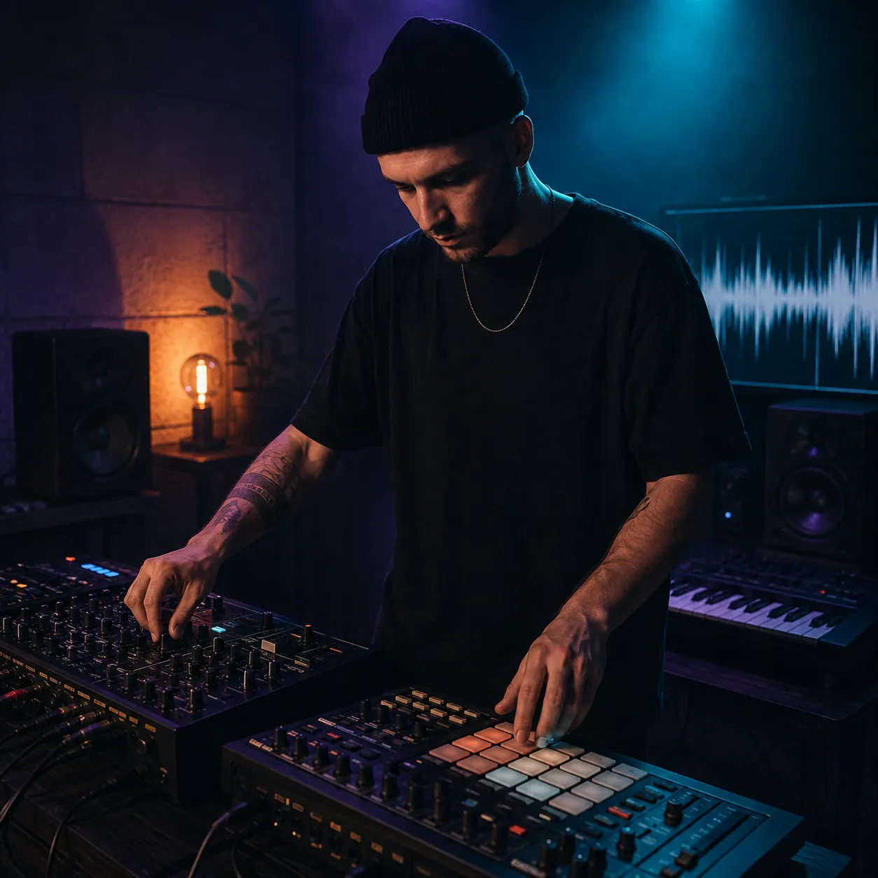 Producer testing a steady house phonk groove in a studio