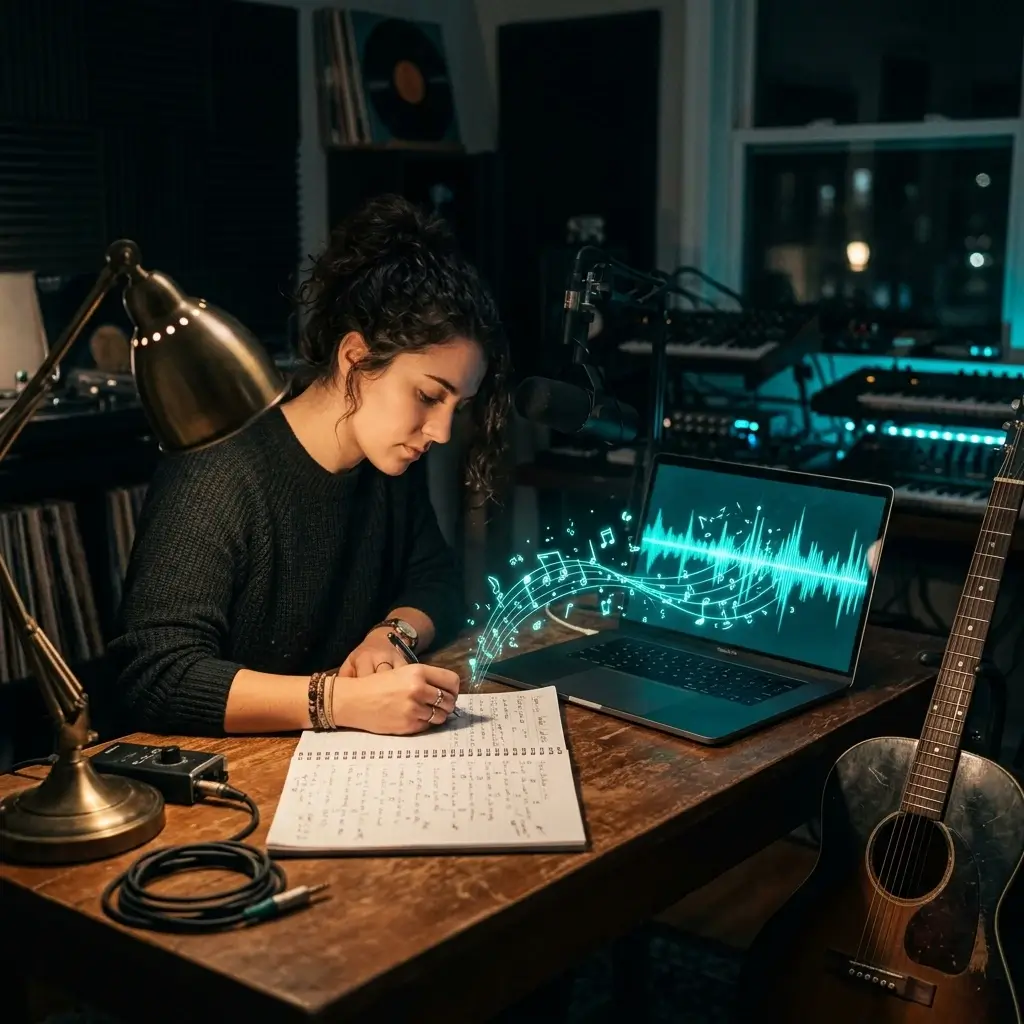 Musician practicing with vocal-free track