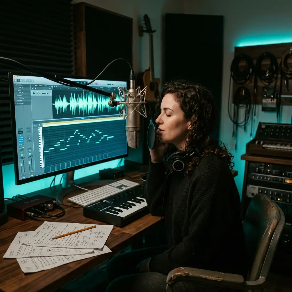 Songwriter transkribiert mithilfe von KI eine Melodie in MIDI-Noten