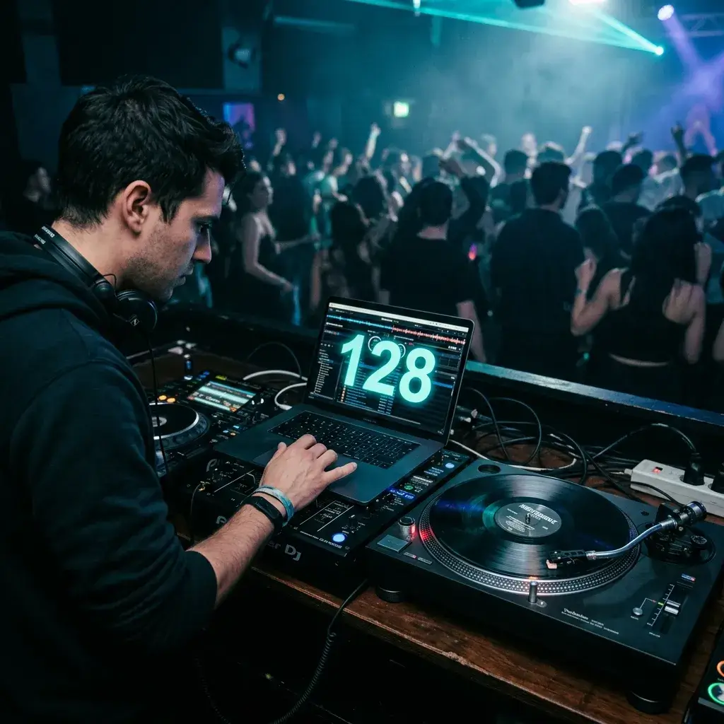 DJ tapping along to a vinyl record to find the BPM before a live set