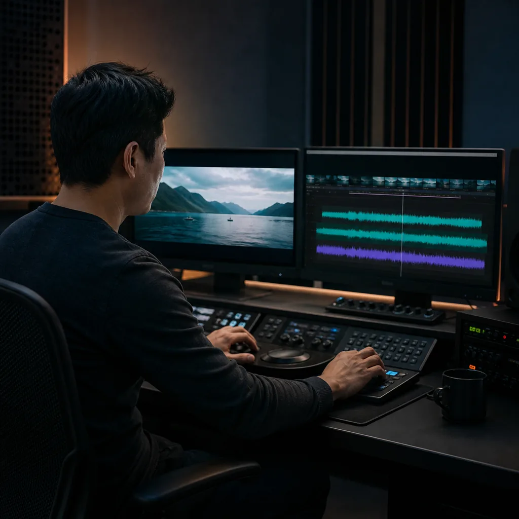 Video-Creator legt ein KI-Instrumental unter seinen Schnitt