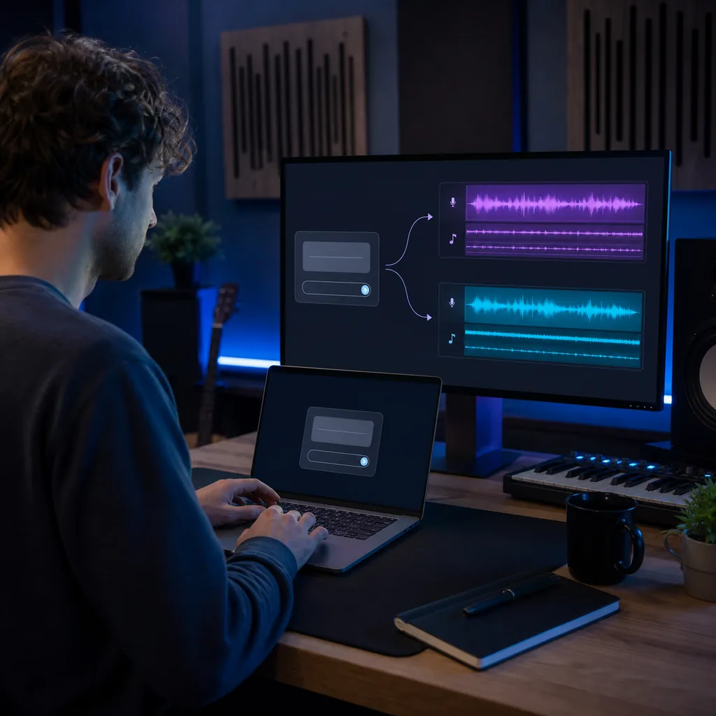 Creator describing a song idea for prompt-based AI music generation
