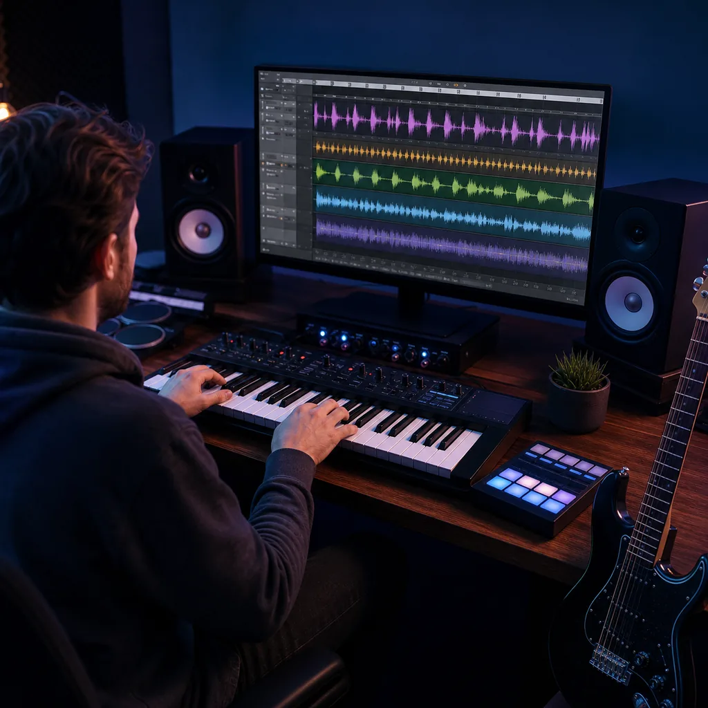 Instrumental AI music arranged as a backing track for a creative project