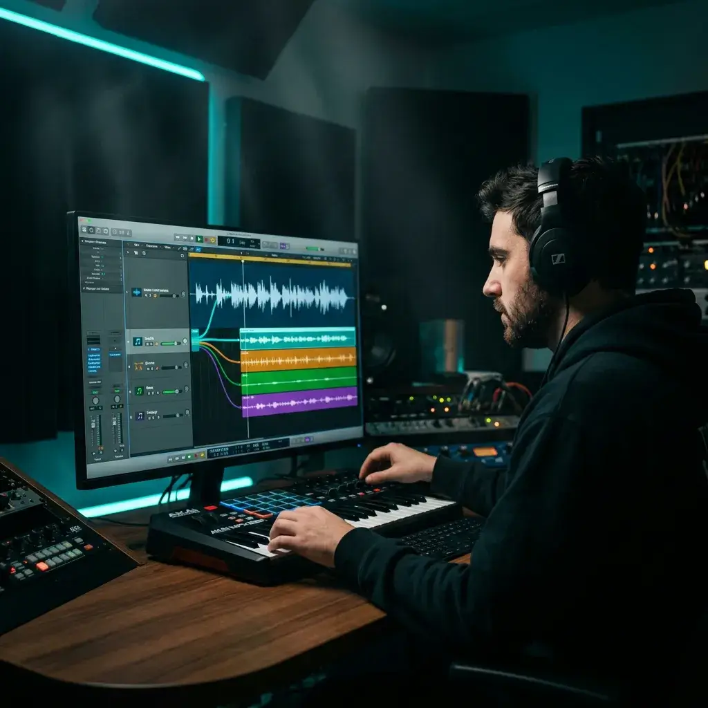 Musikproduzent isoliert Gesangsstämme für Remix-Arbeiten